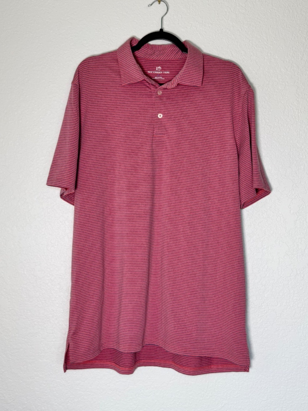 Southern Tide Polo Men's XL Coral Blue Striped Comfortable Golf Preppy Classic